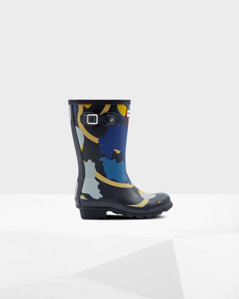 Kids Hunter Original Big Rockpool Camo Rain Boots Navy Camo | MRWYET-417